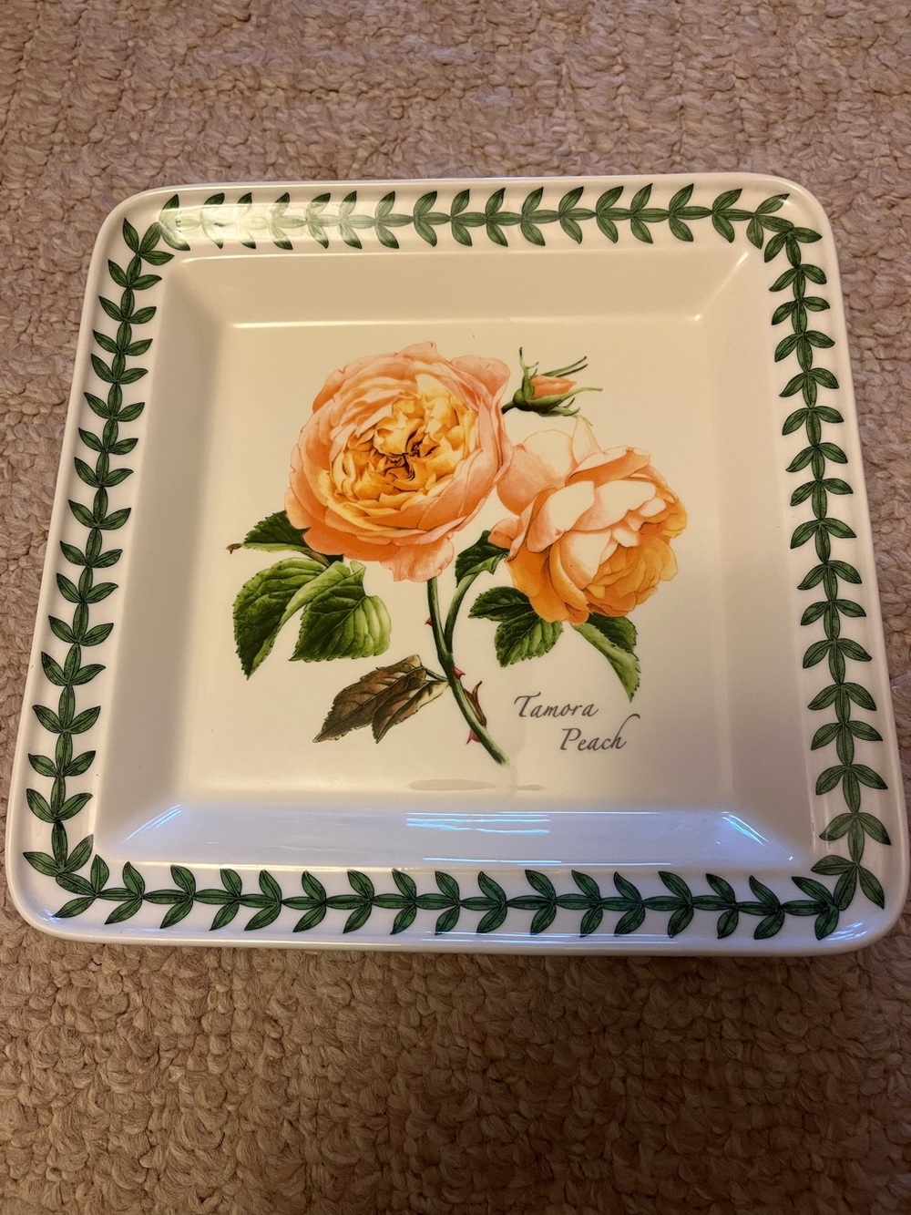 Portmeirion Square botanic roses Tamora Peach 8.5 inch salad dessert plate